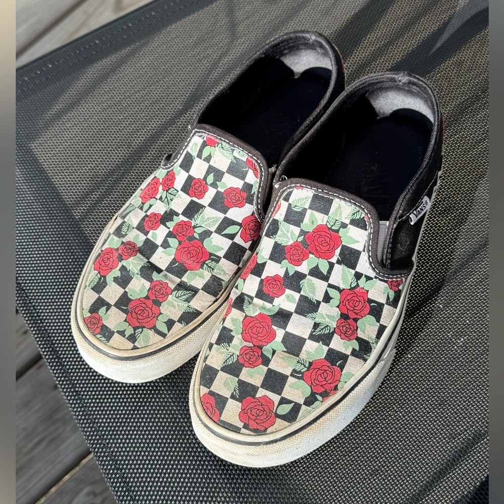 WELL LOVED Vans Checkered Rose Slip-On Shoes Women’s Size 7.5 - Picture 6 of 6